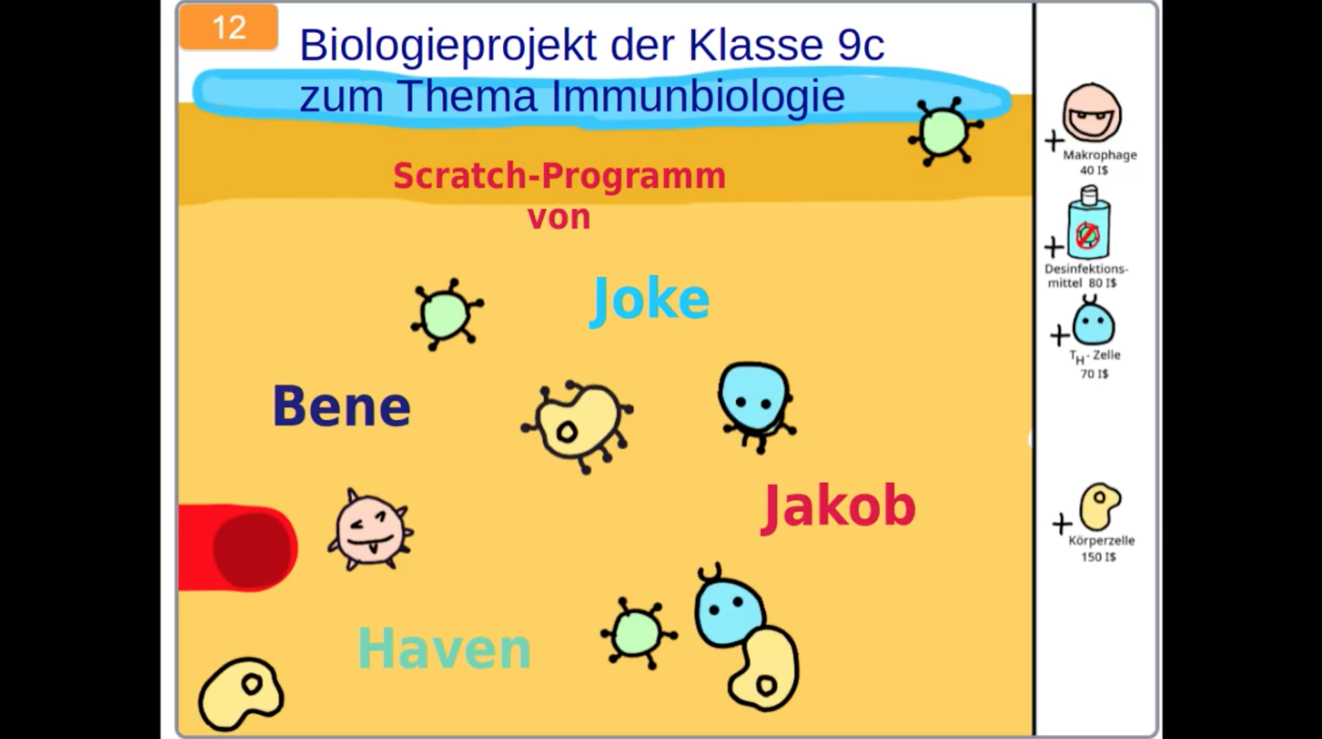 Informatik trifft (Immun-)Biologie: <br/> Das Immunsystem-Spiel der Klasse 9C!